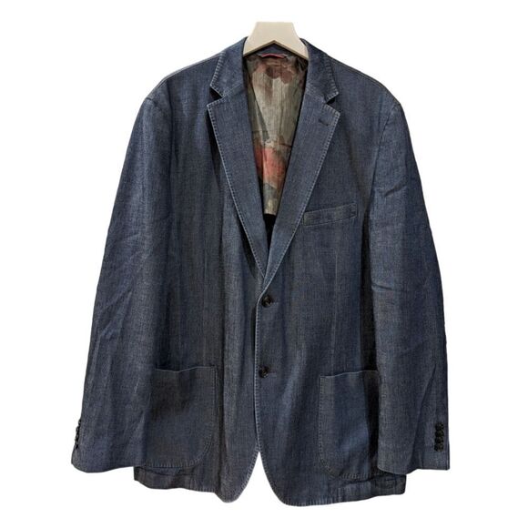 Kroon Men's Navy Tencel & Cotton Blend Two Button Sport Coat Blazer Jacket 46R